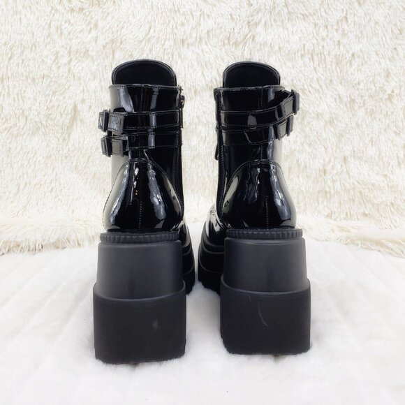 Shaker Patent Platform Goth Punk Ankle Boots - Picture 8 of 16